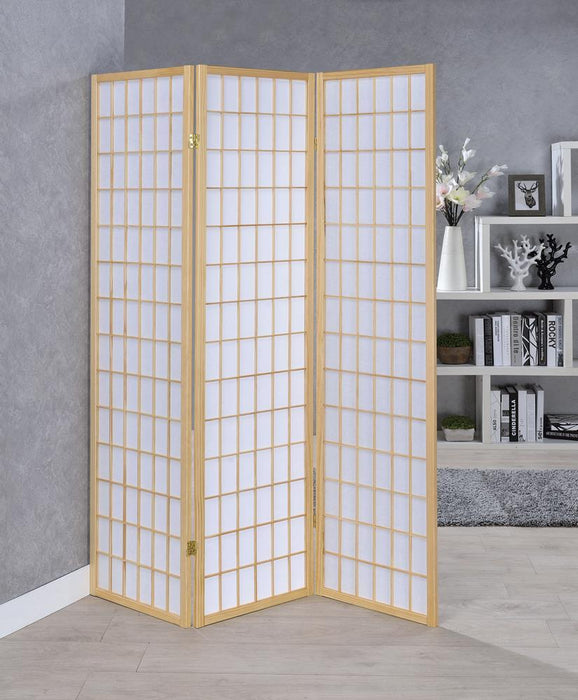 Carrie 3-panel Folding Screen Natural and White - Imperial Furniture (Las Vegas, NV) - Multi Location