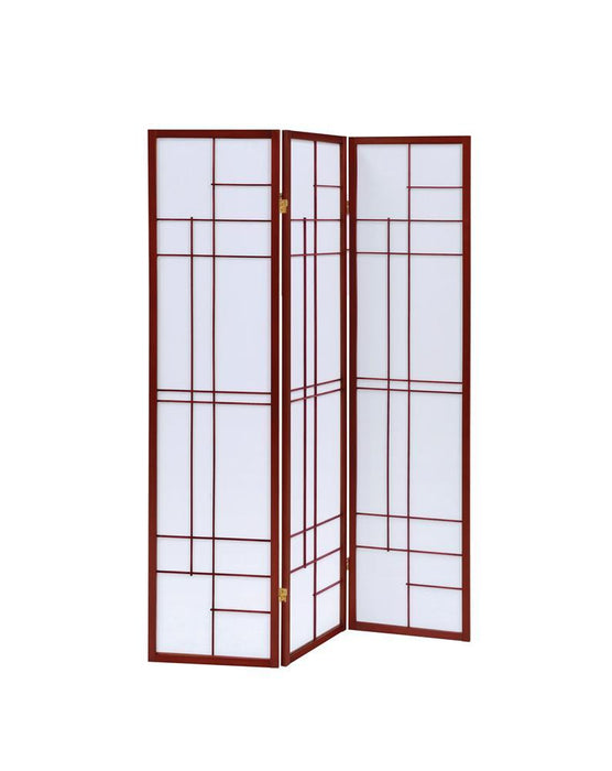 Katerina 3-panel Folding Floor Screen White and Cherry - Imperial Furniture (Las Vegas, NV) - Multi Location