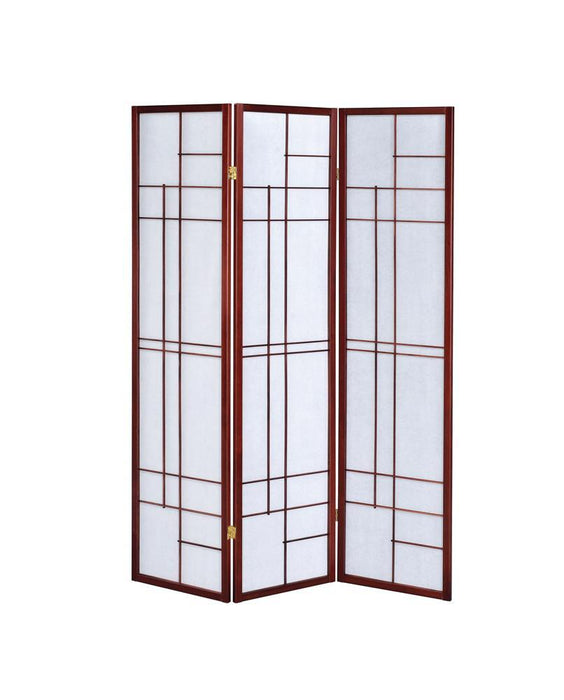 Katerina 3-panel Folding Floor Screen White and Cherry - Imperial Furniture (Las Vegas, NV) - Multi Location