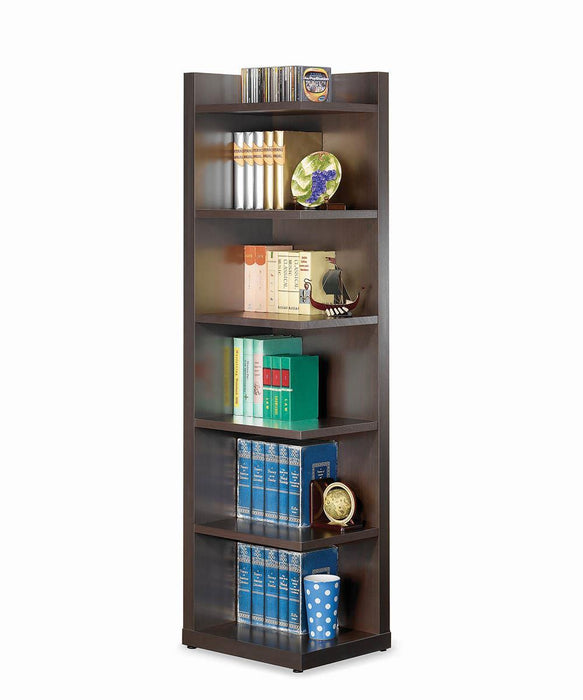 Pinckard 6-tier Corner Bookcase Cappuccino - Imperial Furniture (Las Vegas, NV) - Multi Location