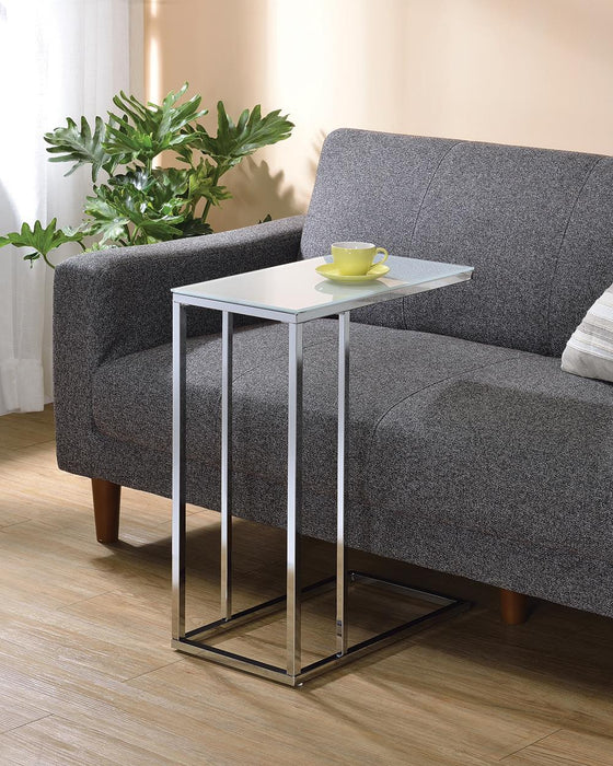 Stella Glass Top Accent Table Chrome and White - Imperial Furniture (Las Vegas, NV) - Multi Location
