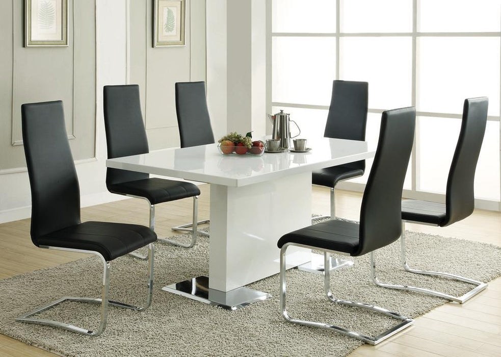 Anges T-shaped Pedestal Dining Table Glossy White - Imperial Furniture (Las Vegas, NV) - Multi Location