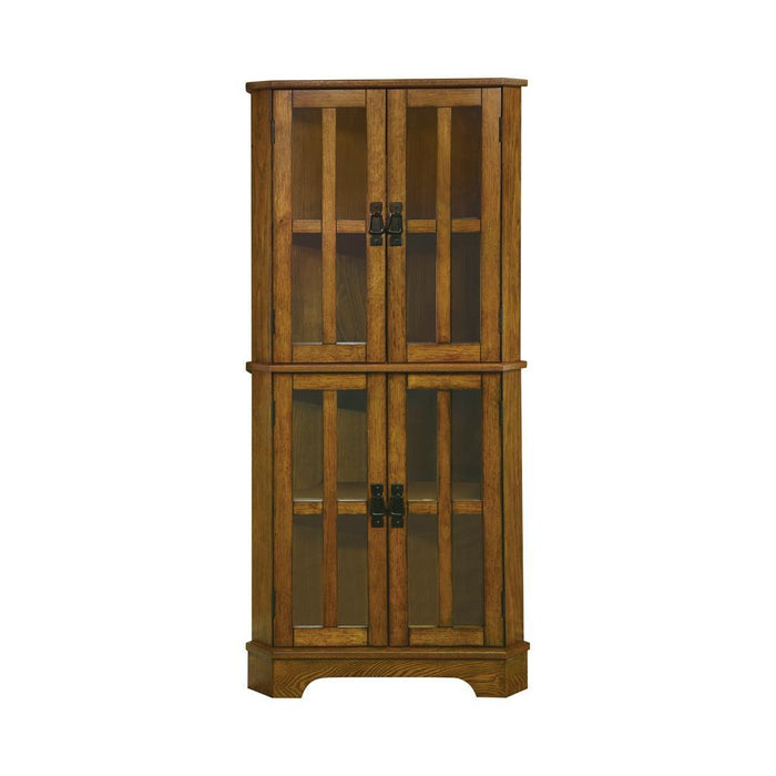 Coreosis 4-shelf Corner Curio Cabinet Golden Brown - Imperial Furniture (Las Vegas, NV) - Multi Location