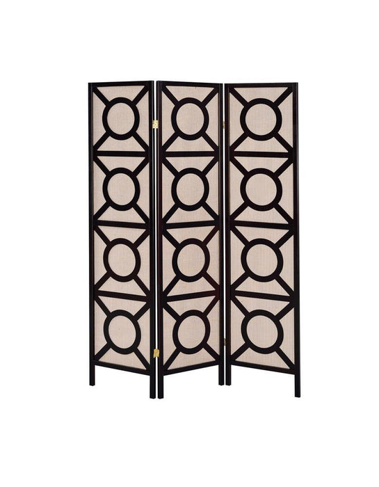 Vulcan 3-panel Geometric Folding Screen Tan and Cappuccino - Imperial Furniture (Las Vegas, NV) - Multi Location