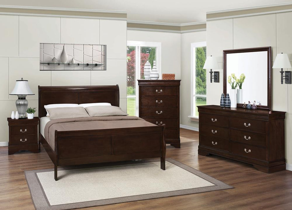 Louis Philippe Eastern King & Queen Panel Sleigh Bed Cappuccino - Imperial Furniture (Las Vegas, NV) - Multi Location