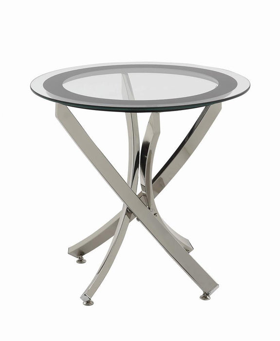 Brooke Glass Top End Table Chrome and Black - Imperial Furniture (Las Vegas, NV) - Multi Location