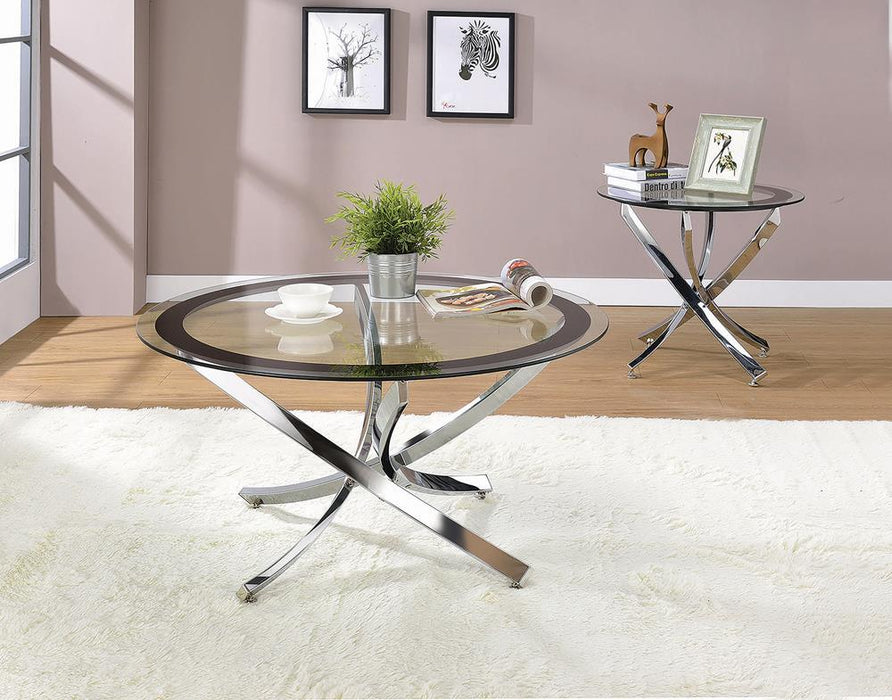 Brooke Glass Top Coffee Table Chrome and Black - Imperial Furniture (Las Vegas, NV) - Multi Location