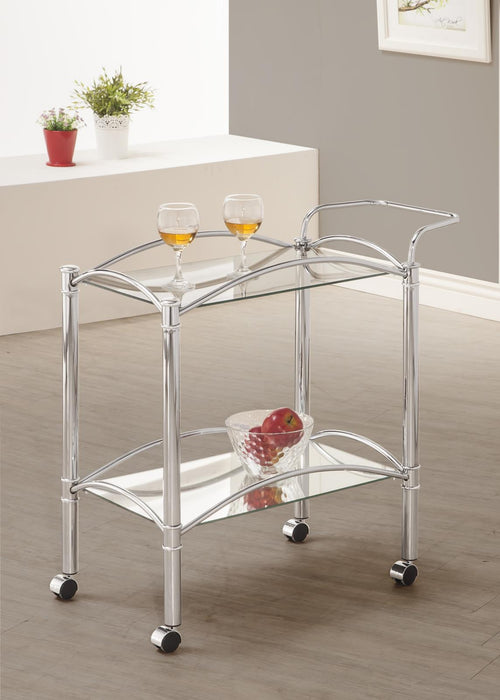 Shadix 2-tier Serving Cart with Glass Top Chrome and Clear - Imperial Furniture (Las Vegas, NV) - Multi Location