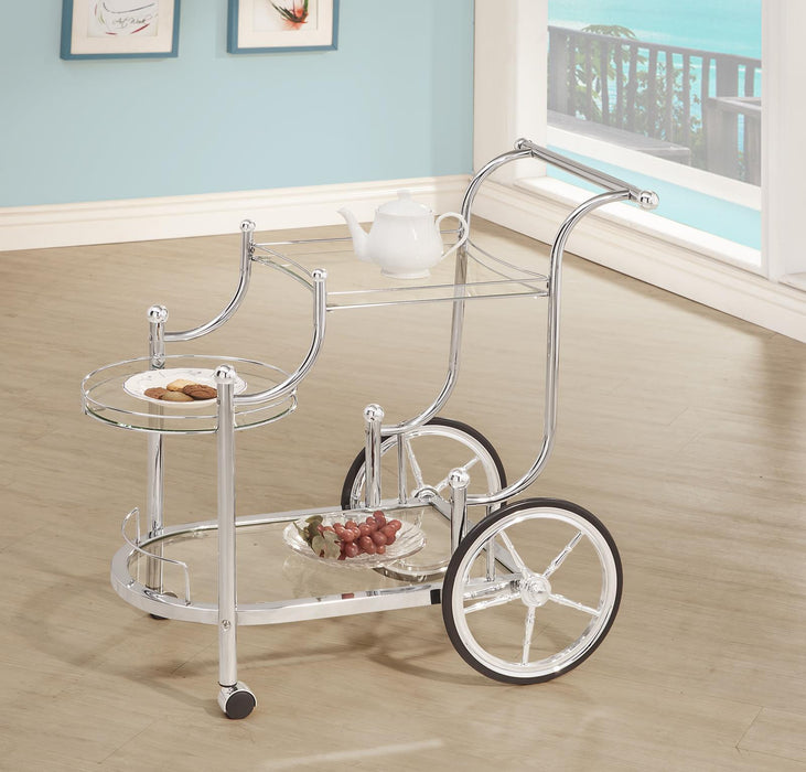Sarandon 3-tier Serving Cart Chrome and Clear - Imperial Furniture (Las Vegas, NV) - Multi Location