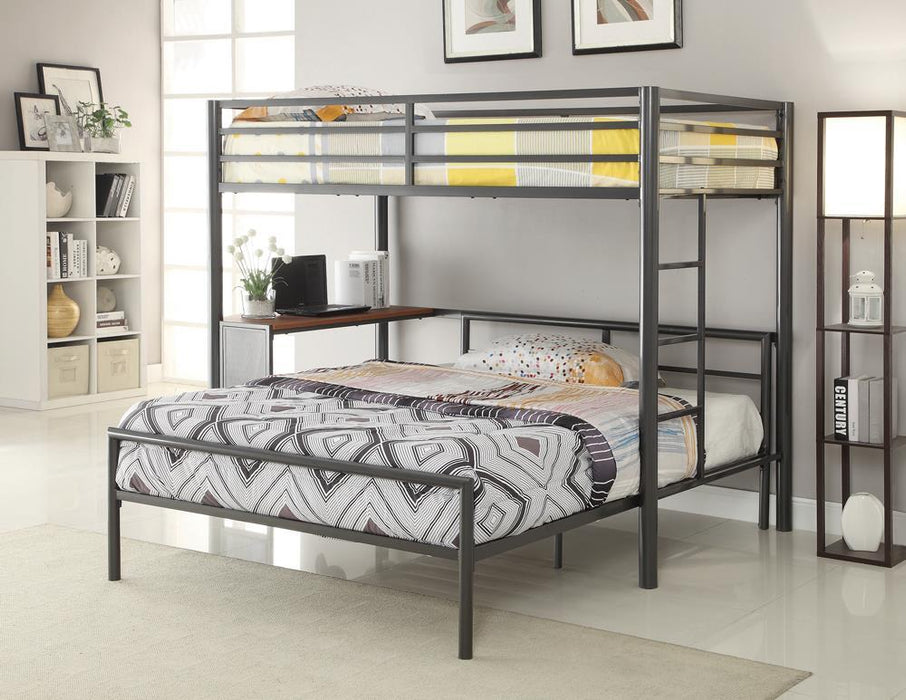 Fisher Twin Workstation Loft Bed Gunmetal - Imperial Furniture (Las Vegas, NV) - Multi Location
