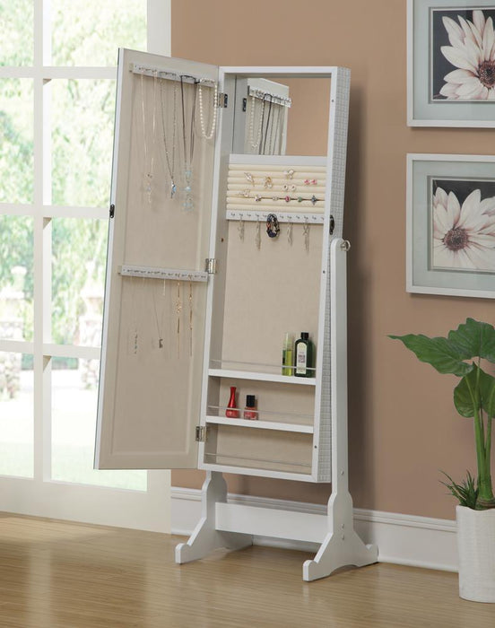 Zayas Storage Jewelry Cheval Mirror White - Imperial Furniture (Las Vegas, NV) - Multi Location