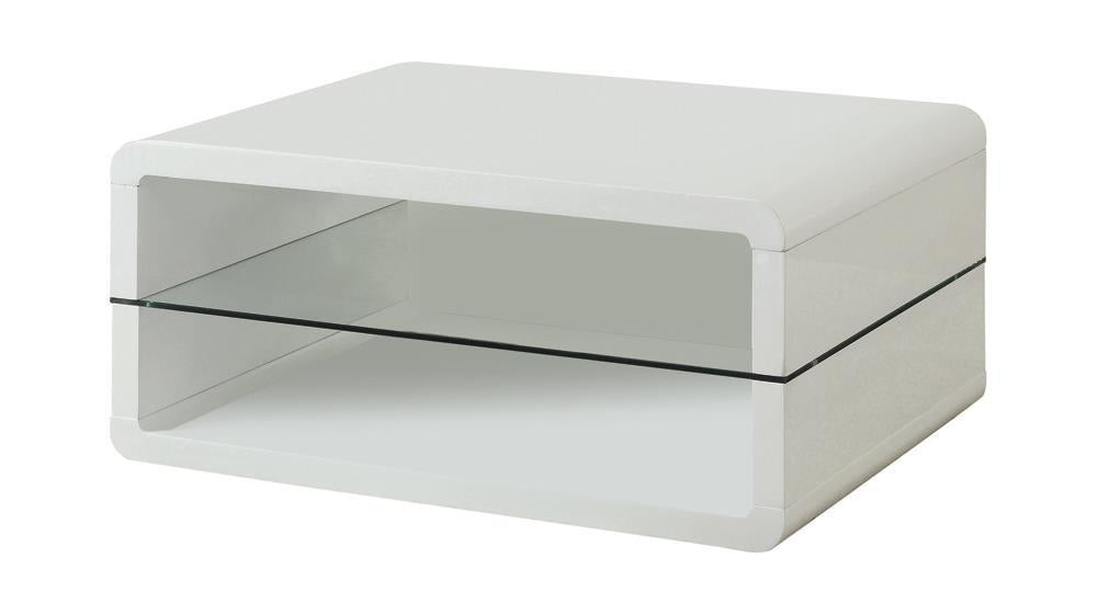 Elana Rectangle 2-shelf Coffee Table Glossy White - Imperial Furniture (Las Vegas, NV) - Multi Location