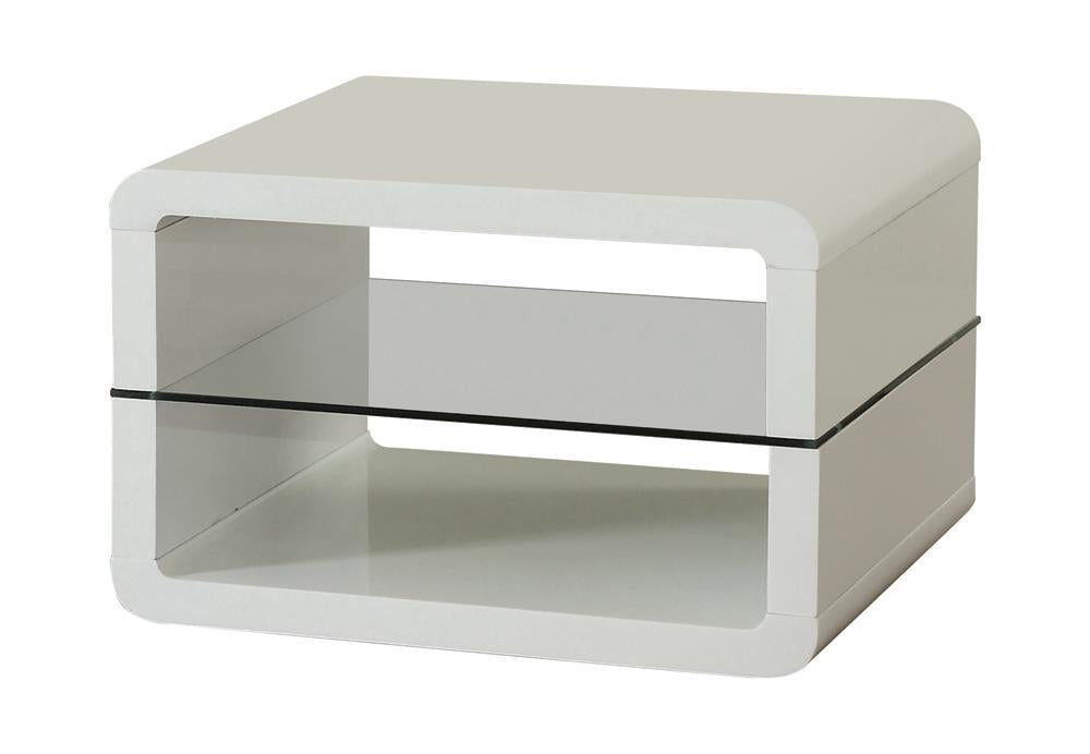 Elana Square 2-shelf End Table Glossy White - Imperial Furniture (Las Vegas, NV) - Multi Location