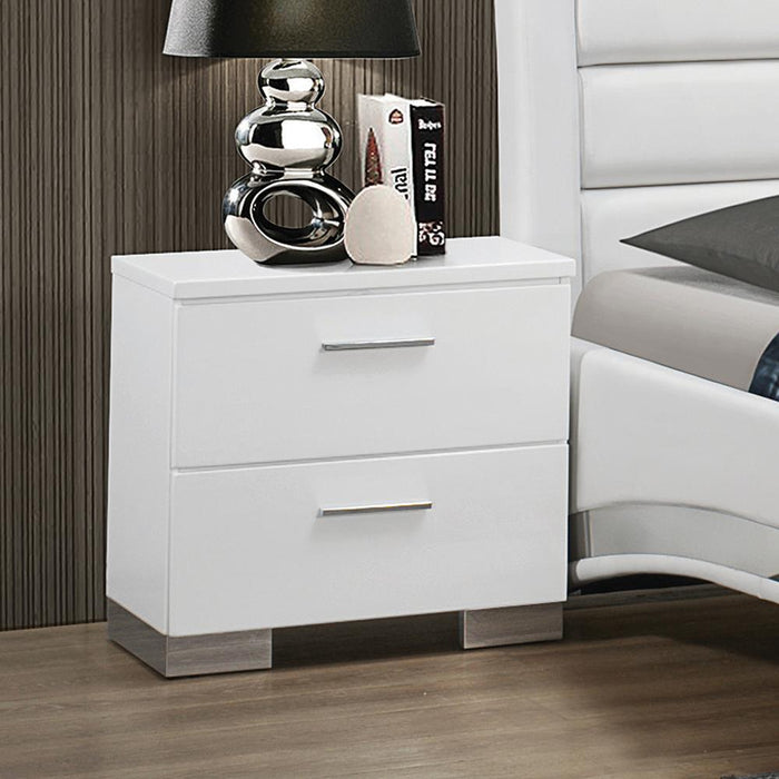 Felicity 2-drawer Nightstand Glossy White - Imperial Furniture (Las Vegas, NV) - Multi Location