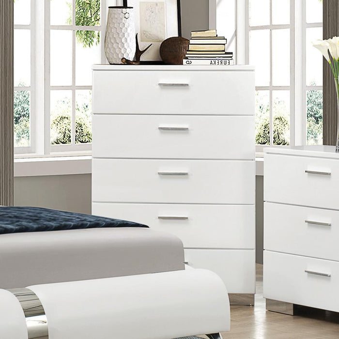 Felicity 5-drawer Chest Glossy White - Imperial Furniture (Las Vegas, NV) - Multi Location