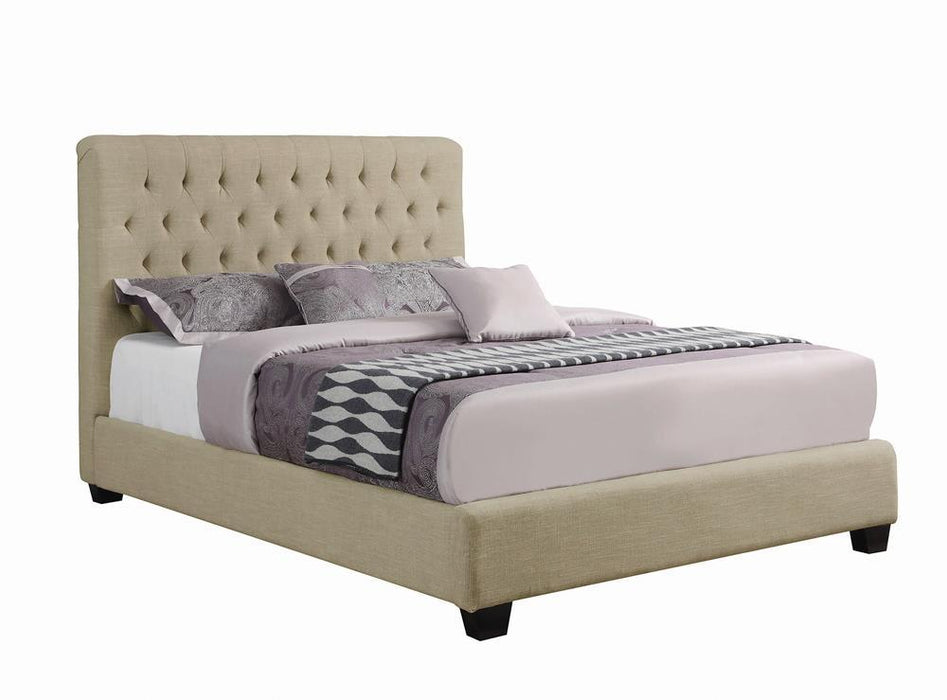 Chloe Tufted Upholstered California King Bed Oatmeal - Imperial Furniture (Las Vegas, NV) - Multi Location