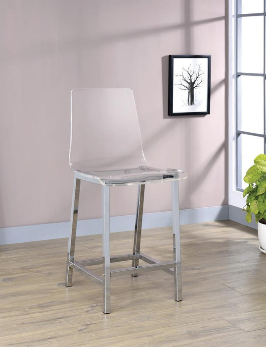 Juelia Counter Height Stools Chrome and Clear Acrylic (Set of 2) - Imperial Furniture (Las Vegas, NV) - Multi Location