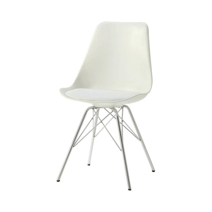 Juniper Armless Dining Chairs White and Chrome (Set of 2) - Imperial Furniture (Las Vegas, NV) - Multi Location