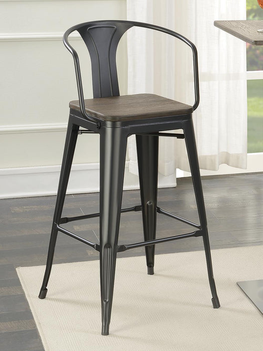 Cavalier Wooden Seat Bar Stools Dark Elm and Matte Black (Set of 2) - Imperial Furniture (Las Vegas, NV) - Multi Location