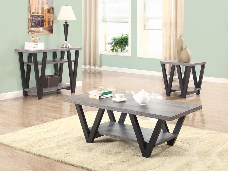 Stevens V-shaped End Table Black and Antique Grey - Imperial Furniture (Las Vegas, NV) - Multi Location