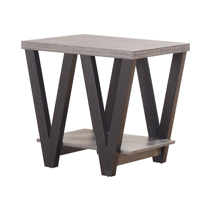 Stevens V-shaped End Table Black and Antique Grey - Imperial Furniture (Las Vegas, NV) - Multi Location