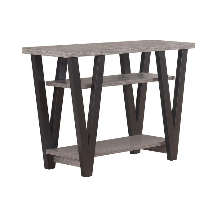 Stevens V-shaped Sofa Table Black and Antique Grey - Imperial Furniture (Las Vegas, NV) - Multi Location