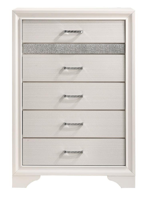 Miranda 5-drawer Chest White and Rhinestone - Imperial Furniture (Las Vegas, NV) - Multi Location