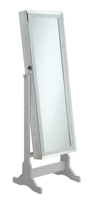 Elle Jewelry Cheval Mirror with Crytal Trim Silver - Imperial Furniture (Las Vegas, NV) - Multi Location