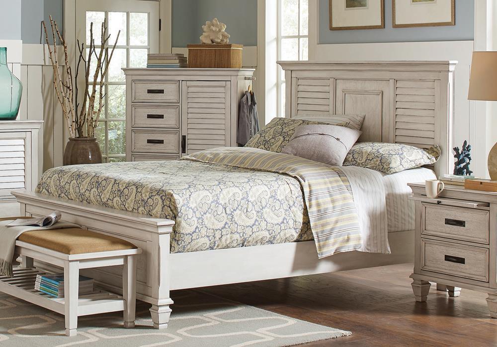 Franco Eastern King & Queen Panel Bed Antique White & Oak - Imperial Furniture (Las Vegas, NV) - Multi Location