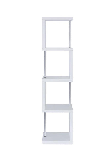 Baxter 4-shelf Bookcase White and Chrome - Imperial Furniture (Las Vegas, NV) - Multi Location