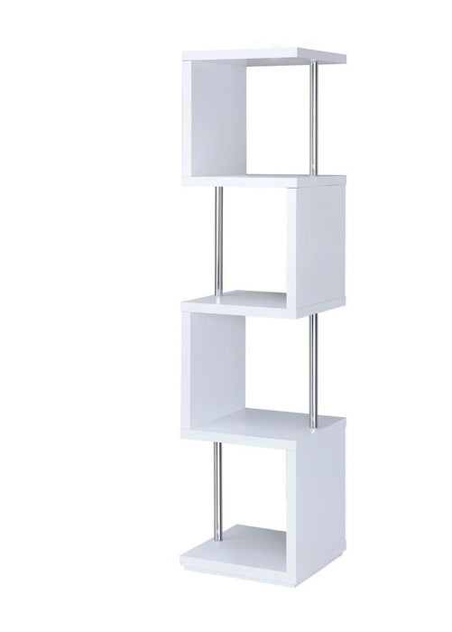 Baxter 4-shelf Bookcase White and Chrome - Imperial Furniture (Las Vegas, NV) - Multi Location