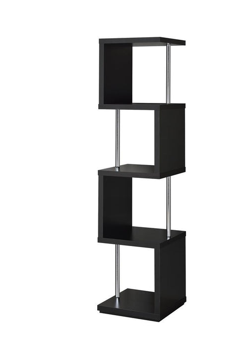 Baxter 4-shelf Bookcase Black and Chrome - Imperial Furniture (Las Vegas, NV) - Multi Location