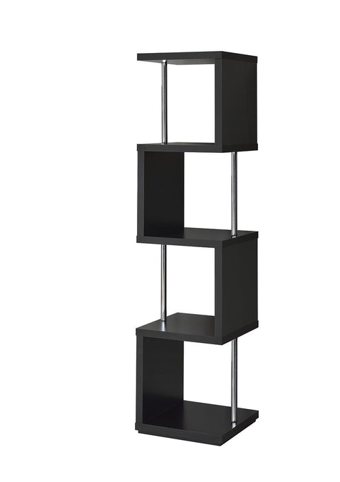 Baxter 4-shelf Bookcase Black and Chrome - Imperial Furniture (Las Vegas, NV) - Multi Location
