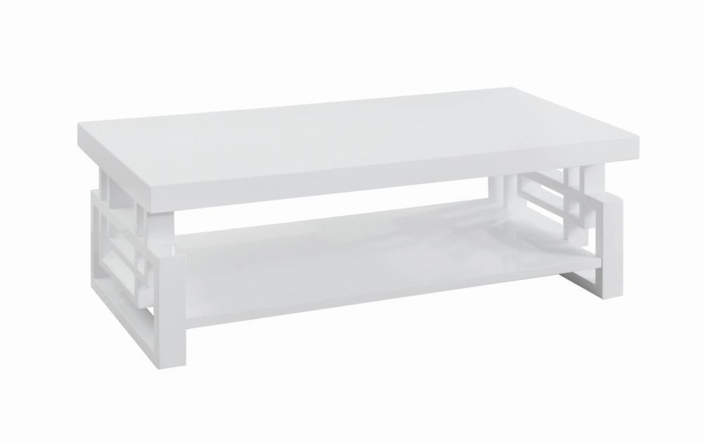 Schmitt Rectangular Coffee Table High Glossy White - Imperial Furniture (Las Vegas, NV) - Multi Location