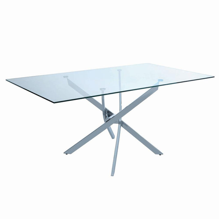 Carmelo X-shaped Dining Table Chrome and Clear - Imperial Furniture (Las Vegas, NV) - Multi Location