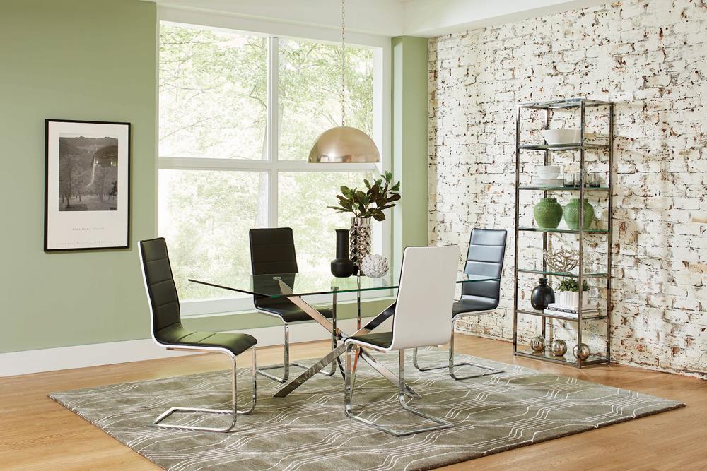 Carmelo X-shaped Dining Table Chrome and Clear - Imperial Furniture (Las Vegas, NV) - Multi Location