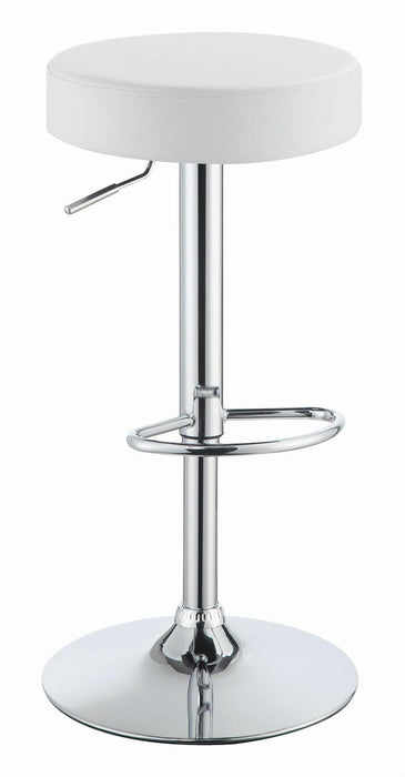 Ramses Adjustable Backless Bar Stool Chrome and White - Imperial Furniture (Las Vegas, NV) - Multi Location