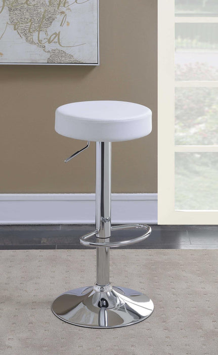 Ramses Adjustable Backless Bar Stool Chrome and White - Imperial Furniture (Las Vegas, NV) - Multi Location