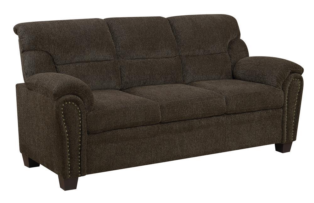 Clementine Upholstered Sofa with Nailhead Trim Brown - Imperial Furniture (Las Vegas, NV) - Multi Location