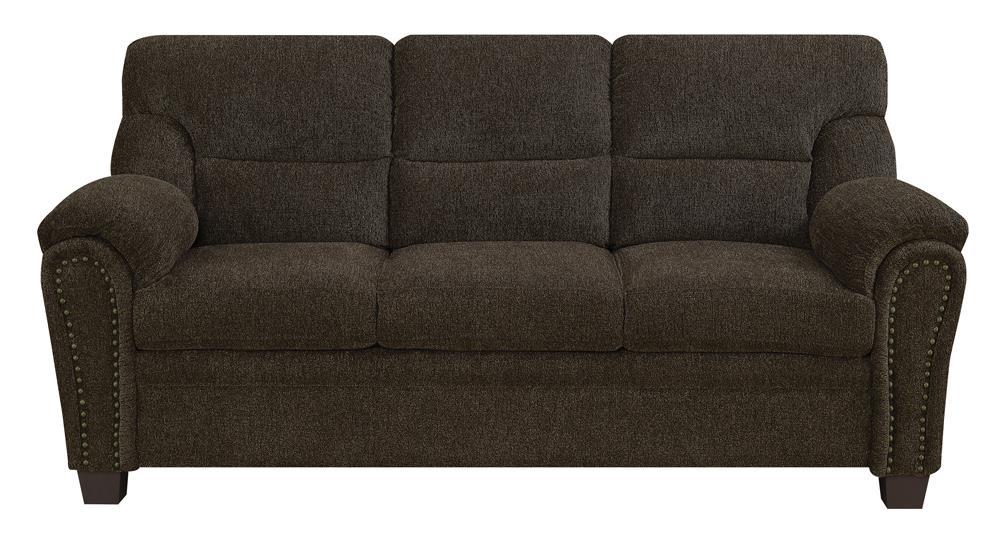 Clementine Upholstered Sofa with Nailhead Trim Brown - Imperial Furniture (Las Vegas, NV) - Multi Location