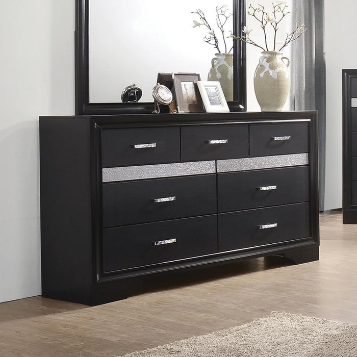 Miranda 7-drawer Dresser Black and Rhinestone - Imperial Furniture (Las Vegas, NV) - Multi Location