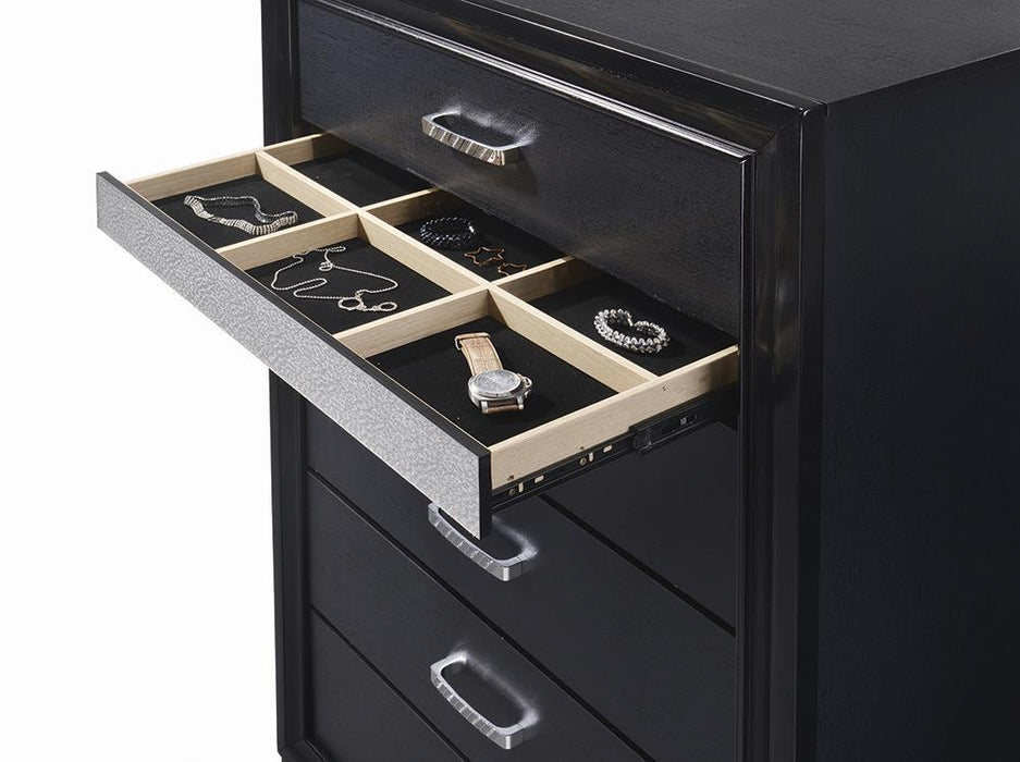 Miranda 5-drawer Chest Black and Rhinestone - Imperial Furniture (Las Vegas, NV) - Multi Location