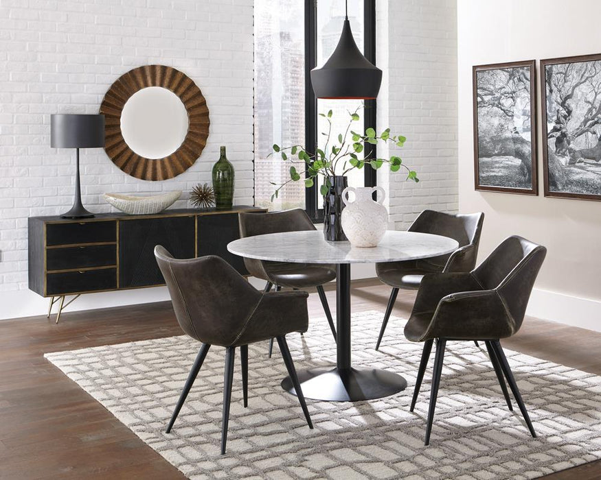 Bartole Round Dining Table White and Matte Black - Imperial Furniture (Las Vegas, NV) - Multi Location