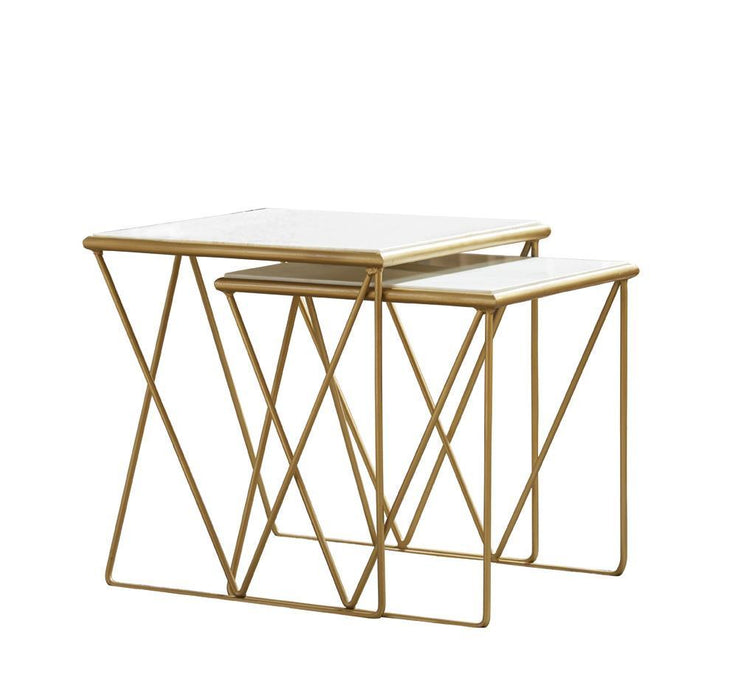 Bette 2-piece Nesting Table Set White and Gold - Imperial Furniture (Las Vegas, NV) - Multi Location
