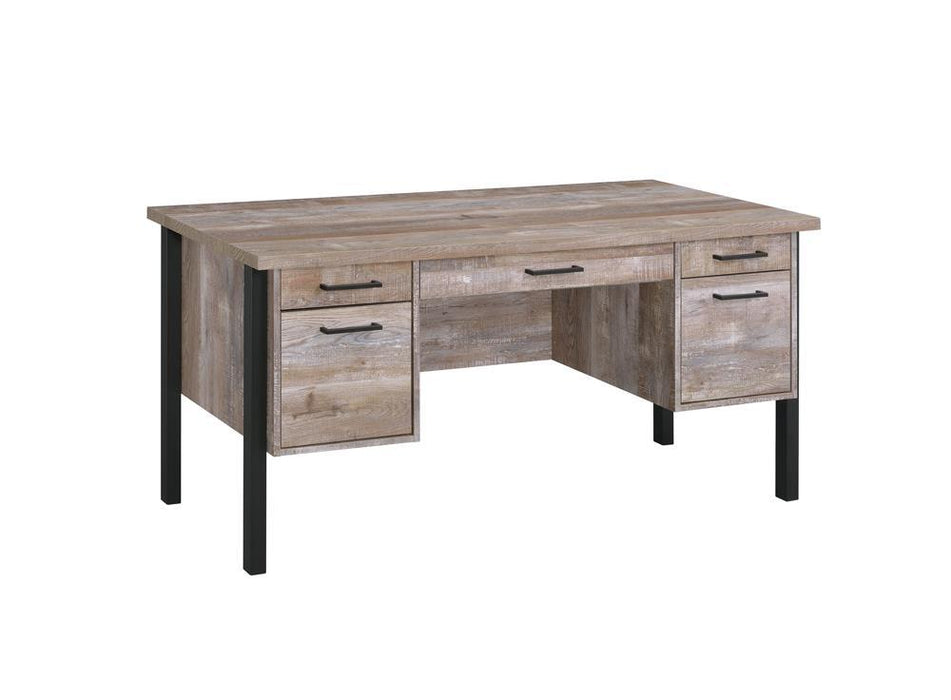 Samson 4-drawer Office Desk Weathered Oak - Imperial Furniture (Las Vegas, NV) - Multi Location