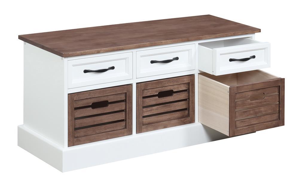 Alma 3-drawer Storage Bench Weathered Brown and White - Imperial Furniture (Las Vegas, NV) - Multi Location