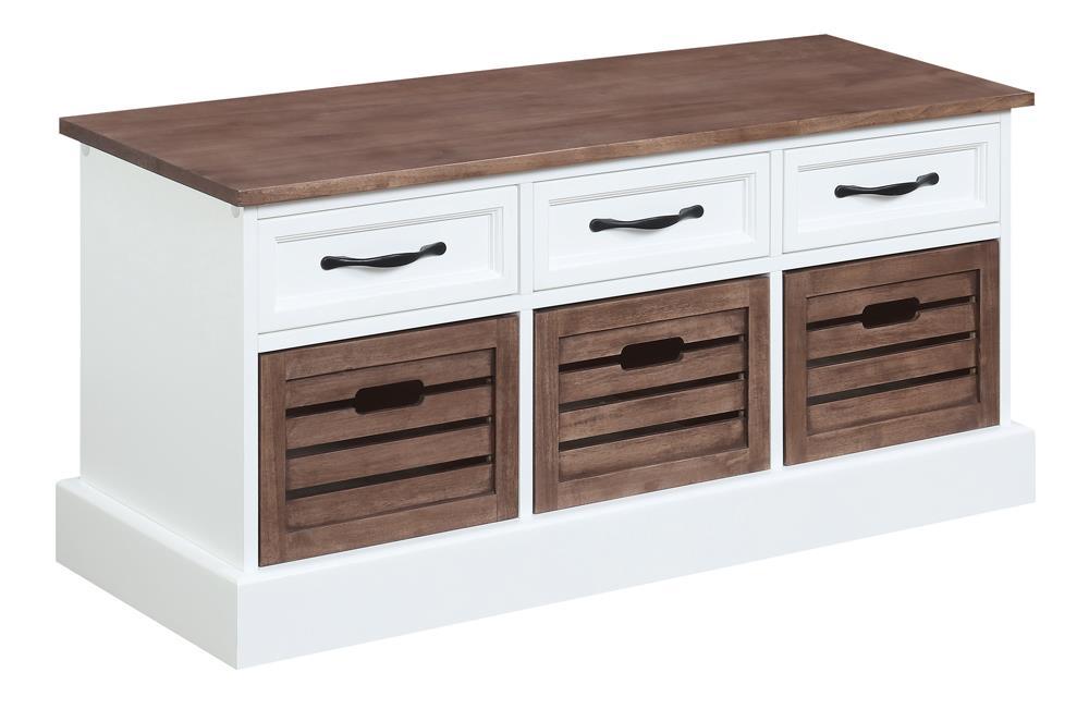 Alma 3-drawer Storage Bench Weathered Brown and White - Imperial Furniture (Las Vegas, NV) - Multi Location