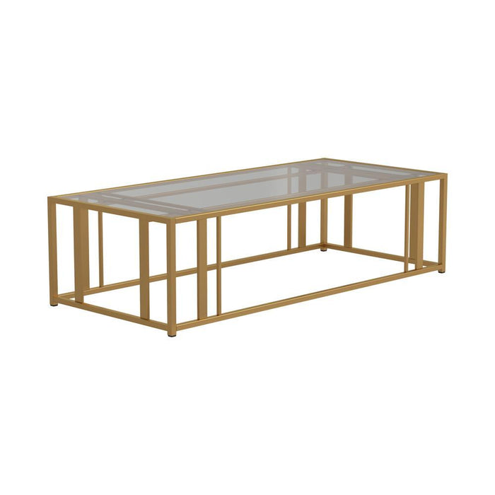 Adri Metal Frame Coffee Table Matte Brass - Imperial Furniture (Las Vegas, NV) - Multi Location