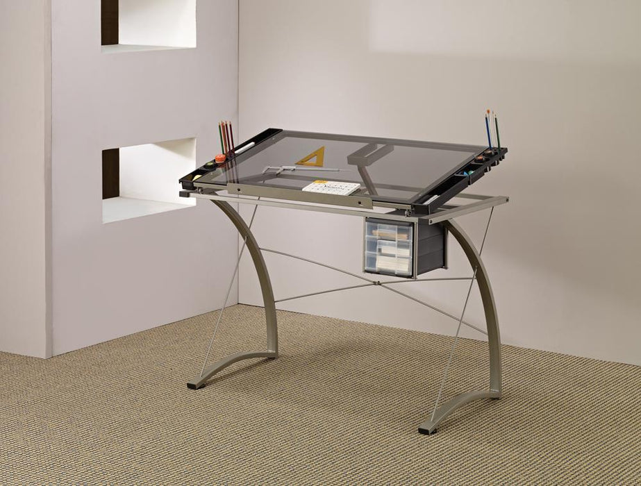 Melo 3-Drawer Drafting Desk Champagne - Imperial Furniture (Las Vegas, NV) - Multi Location
