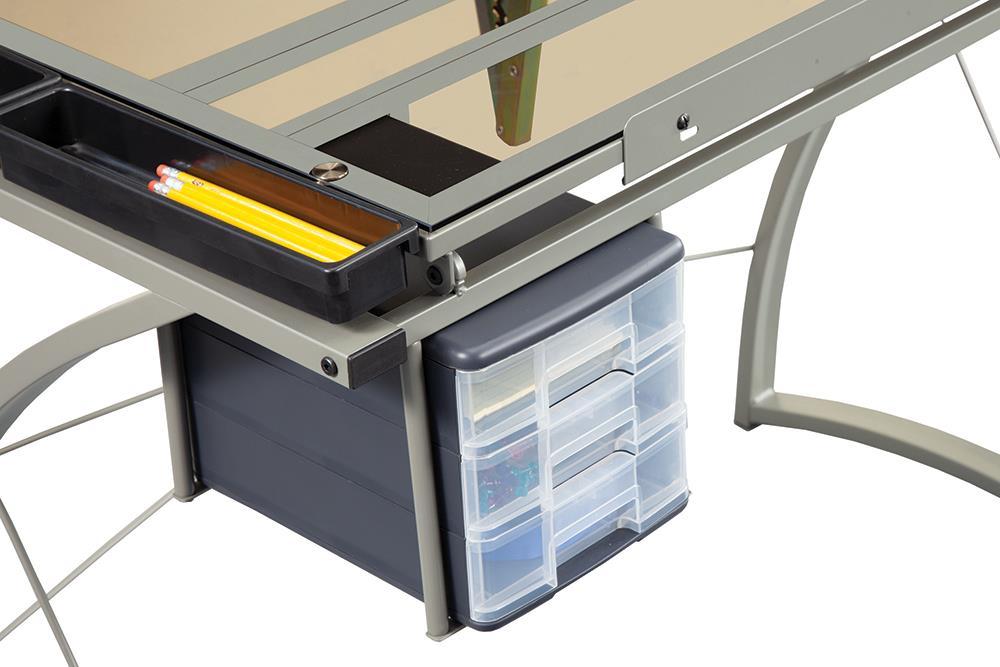 Melo 3-Drawer Drafting Desk Champagne - Imperial Furniture (Las Vegas, NV) - Multi Location